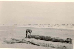 Aangespoelde torpedo wordt onschadelijk gemaakt.