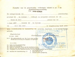 Bewijs van inenting tegen koepokken van Douwe C. de Boer afgegeven op Curacao.